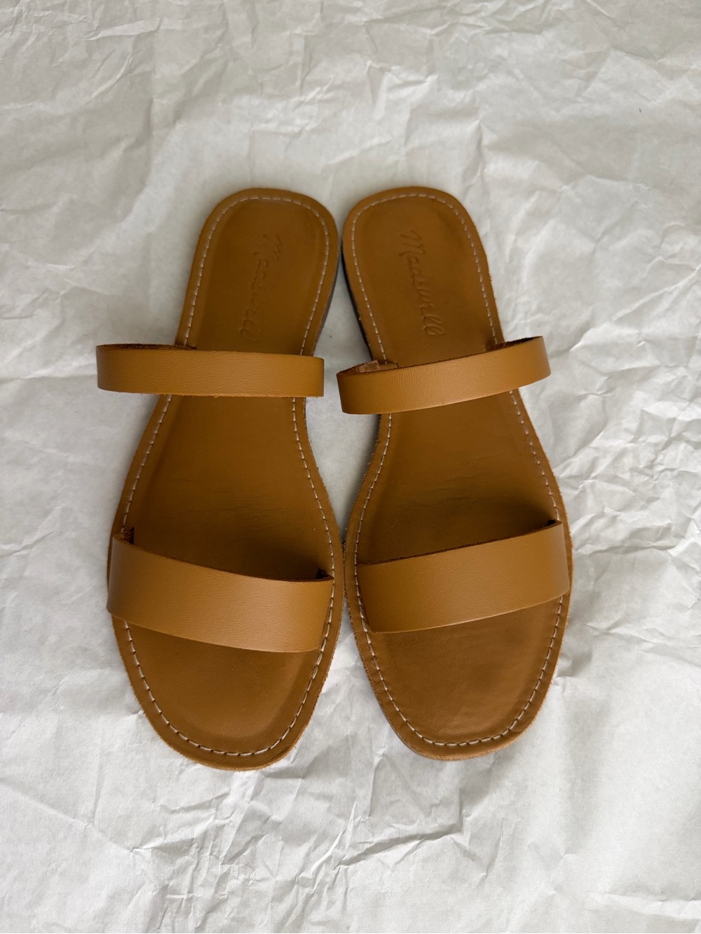 Madewell Tan Boardwalk Double-Strap Slide Sandals